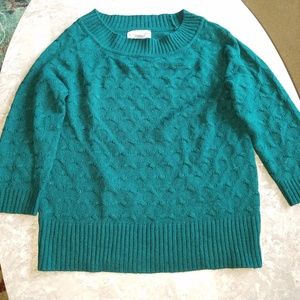 Sag Harbor Dark Green 3/4 Sleeve Sweater S-M